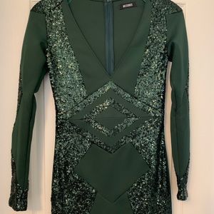 Missguided fitted deep green mini dress